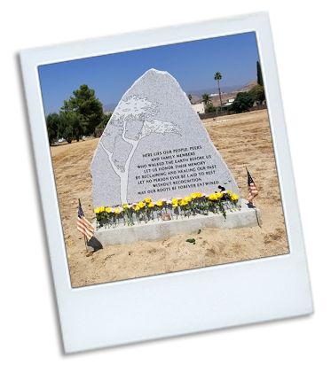 Photo of a monument on cemetery grounds of the Department of State Hospitals - Patton.