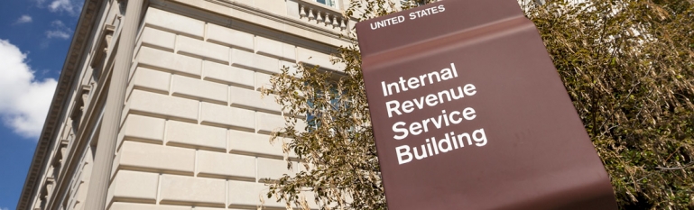 The front of the IRS building