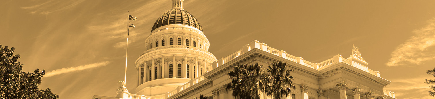California Capital building in Sacramento in a orange tint