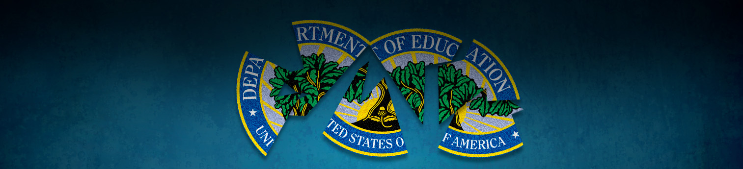 Department of Education seal broken into 6 pieces.