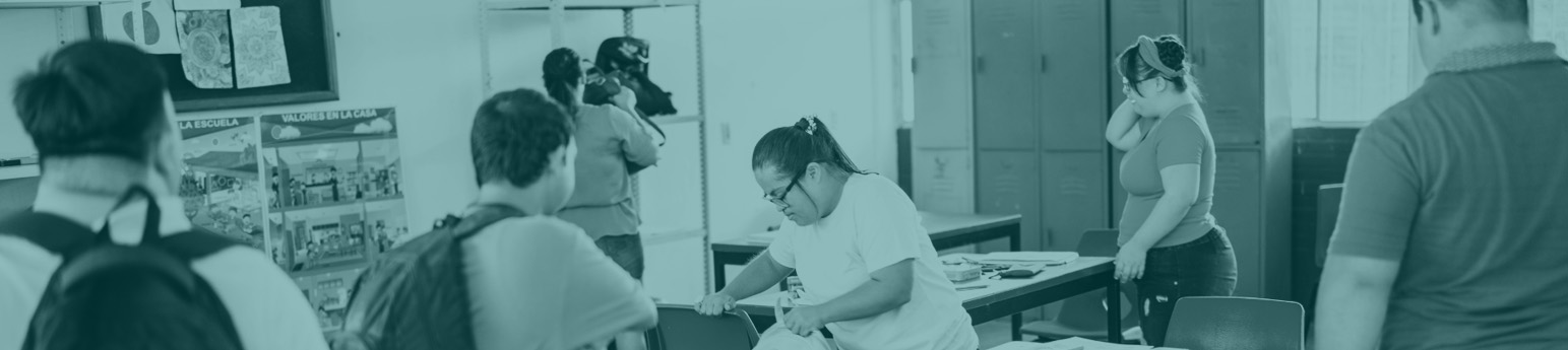 A photo of a special education classroom with students with disabilities.