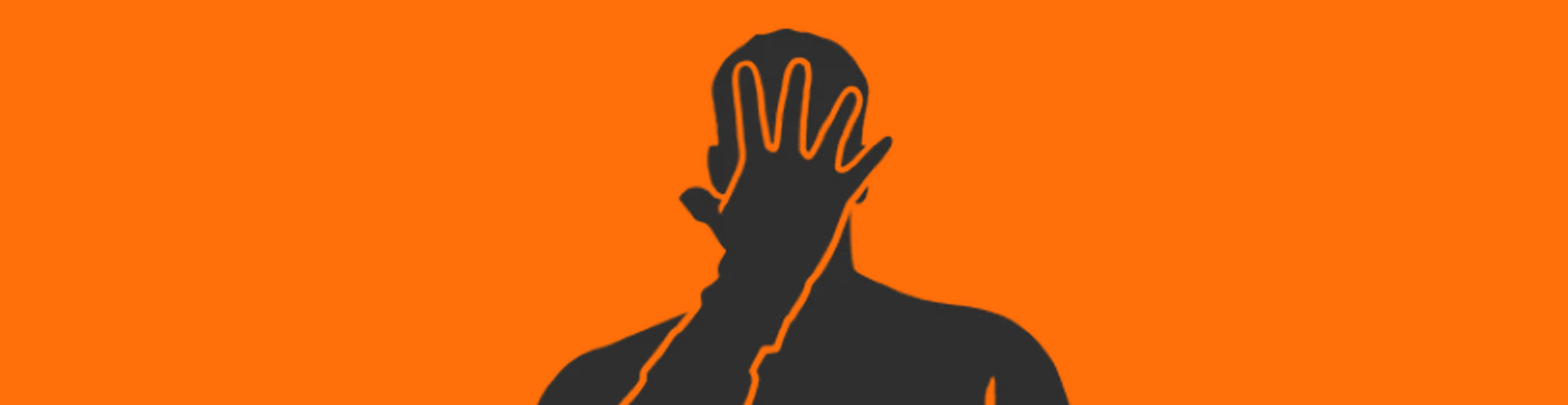 A illustration of a person holding their hand in front of their face