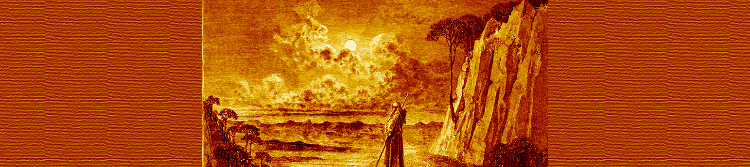 An drawing of a man over looking a cliff with a texturized background.