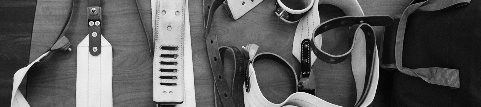 A black and white photo displaying restraints used at College Hospital.