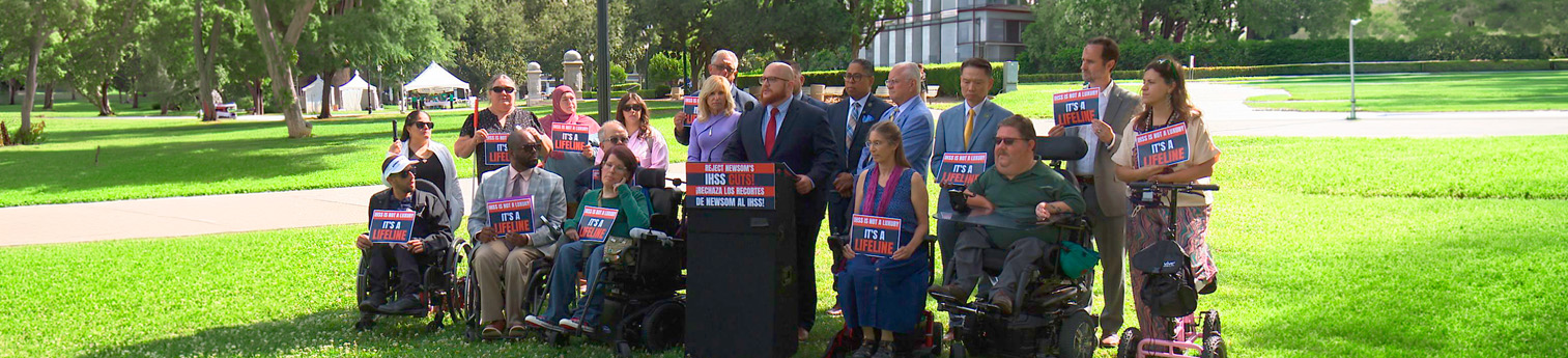 Lawmakers and advocates hold a news conference, urging Gov. Newsom and state lawmakers to avoid proposed changes to Medi-Cal eligibility and IHSS.