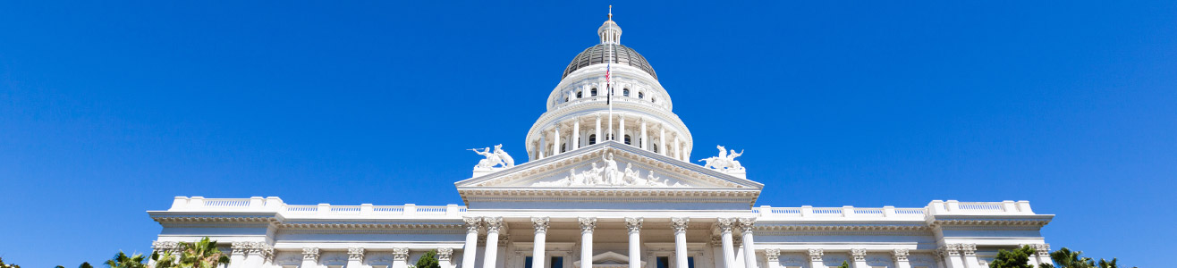 The front of the California State Capital building