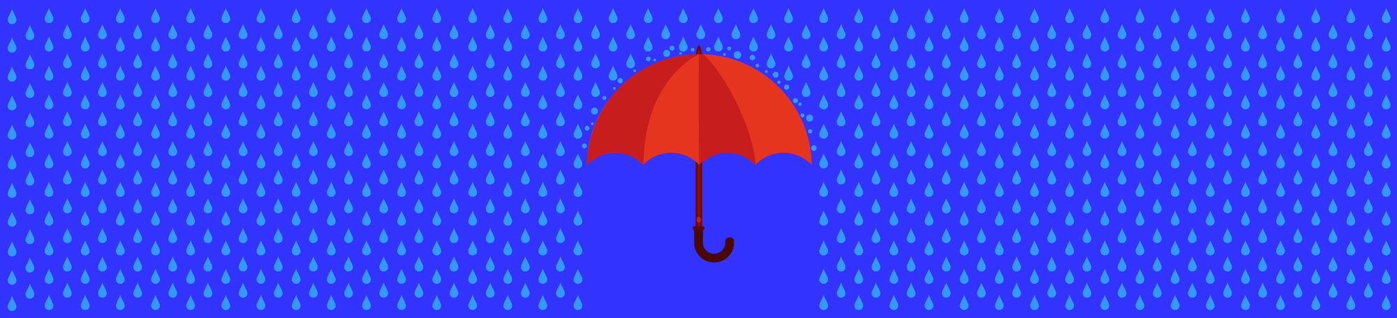 An illustration of an umbrella blocking out the rain drops.