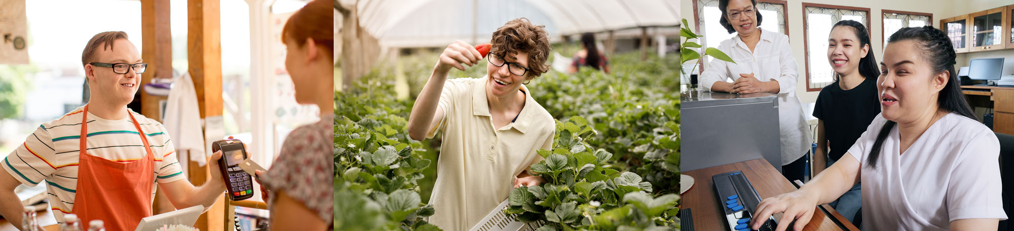 3 images of people with disabilities in the workforce.