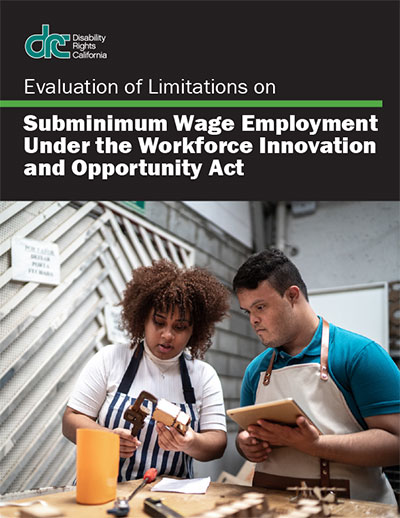 Cover of the report showing a man and a woman with a disability working at a warehouse.