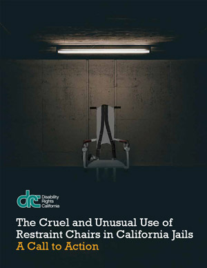 Cover of the report showing a lone restraint chair in a dark empty room.