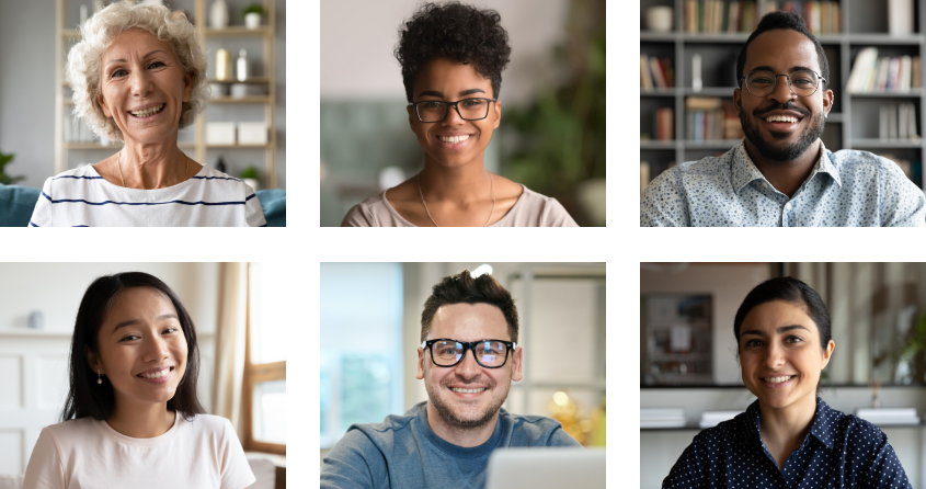 Faces of men and women of different backgrounds