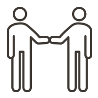 Icon of two people shaking hands.