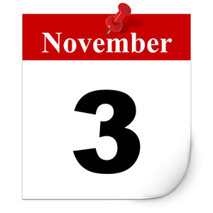 Icon of a calendar showing November 3