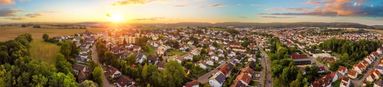 Aerial view of a mixed housing community. Aerial view of a mixed housing community.