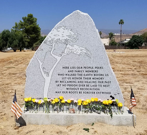 Monument on cemetery grounds of the Department of State Hospitals - Patton.