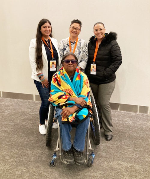 Group photo of Jesse Lara, Tho Vinh Banh from the SPACE team, Vanessa Ochoa from the SPACE team, and Joseph Ray chairperson for the NCAI disability subcommittee.