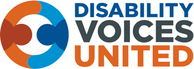 Logo for Disability Voices United.