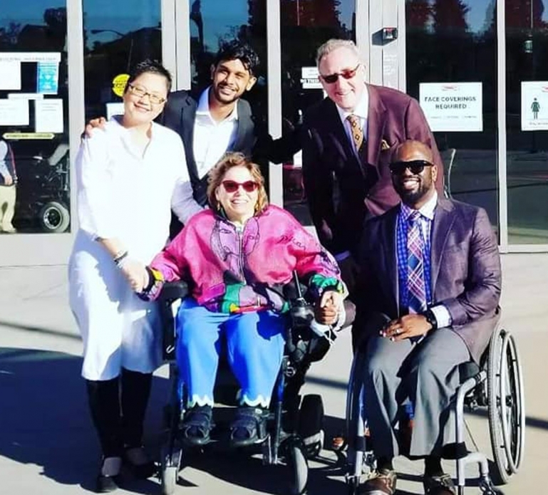 Neil Chand (center second row) attended the 50th Anniversary Gala dinner event for the Center for Independent Living in Berkeley with (clockwise): Executive Director Andy Imparato, Director of Public Policy Eric Harris, Activist Judy Heumann, and Special Counsel for Strategic Partnerships and Community Engagement Tho Vinh Banh. 