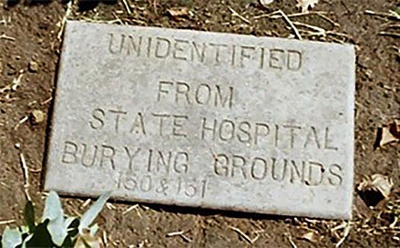 A numbered marker at Patton State Hospital.