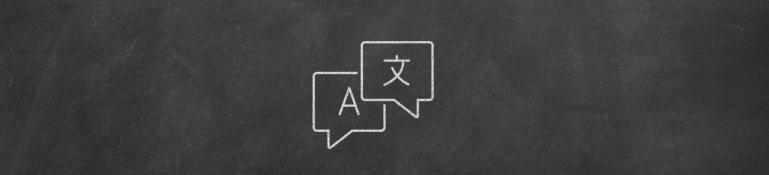 Photo of a chalkboard with the translation icon drawn on it.