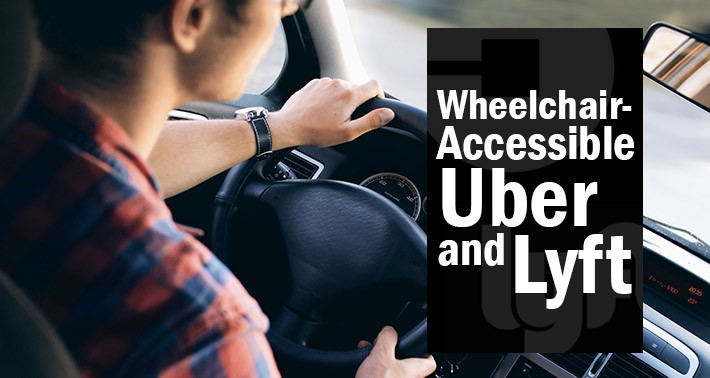 Wheelchair-accessible Uber and Lyft. Closeup photo of rideshare driver driving in a car. 