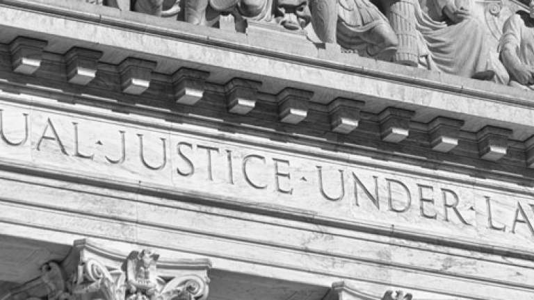 Front of Supreme Court Building with the words "Equal Justice Under Law"