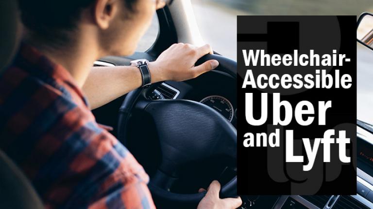 Wheelchair-accessible Uber and Lyft. Closeup photo of rideshare driver driving in a car.